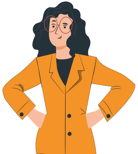 Vectorafbeelding van een dame met haar armen in haar zij