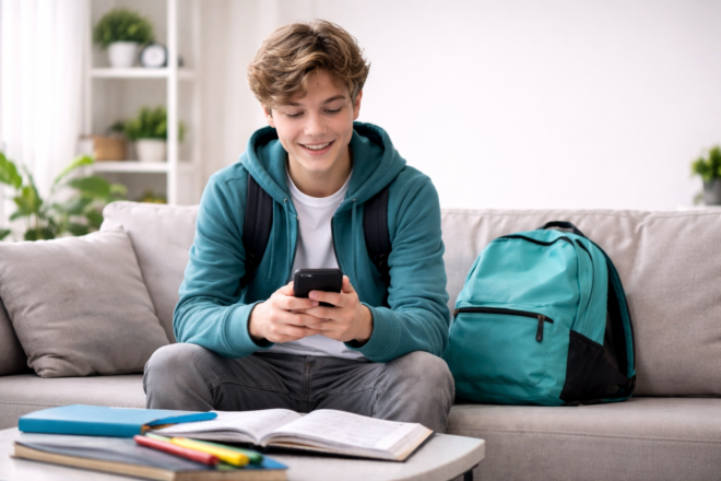 Kind krijgt communicatie van Hoy app