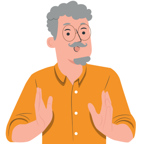 Financieel personage van een man die uitleg geeft