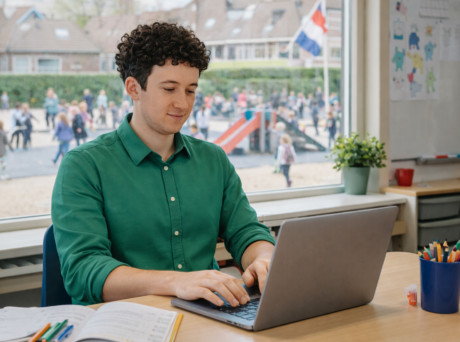man programmeert basisschool app van parentcom wis onderwijs